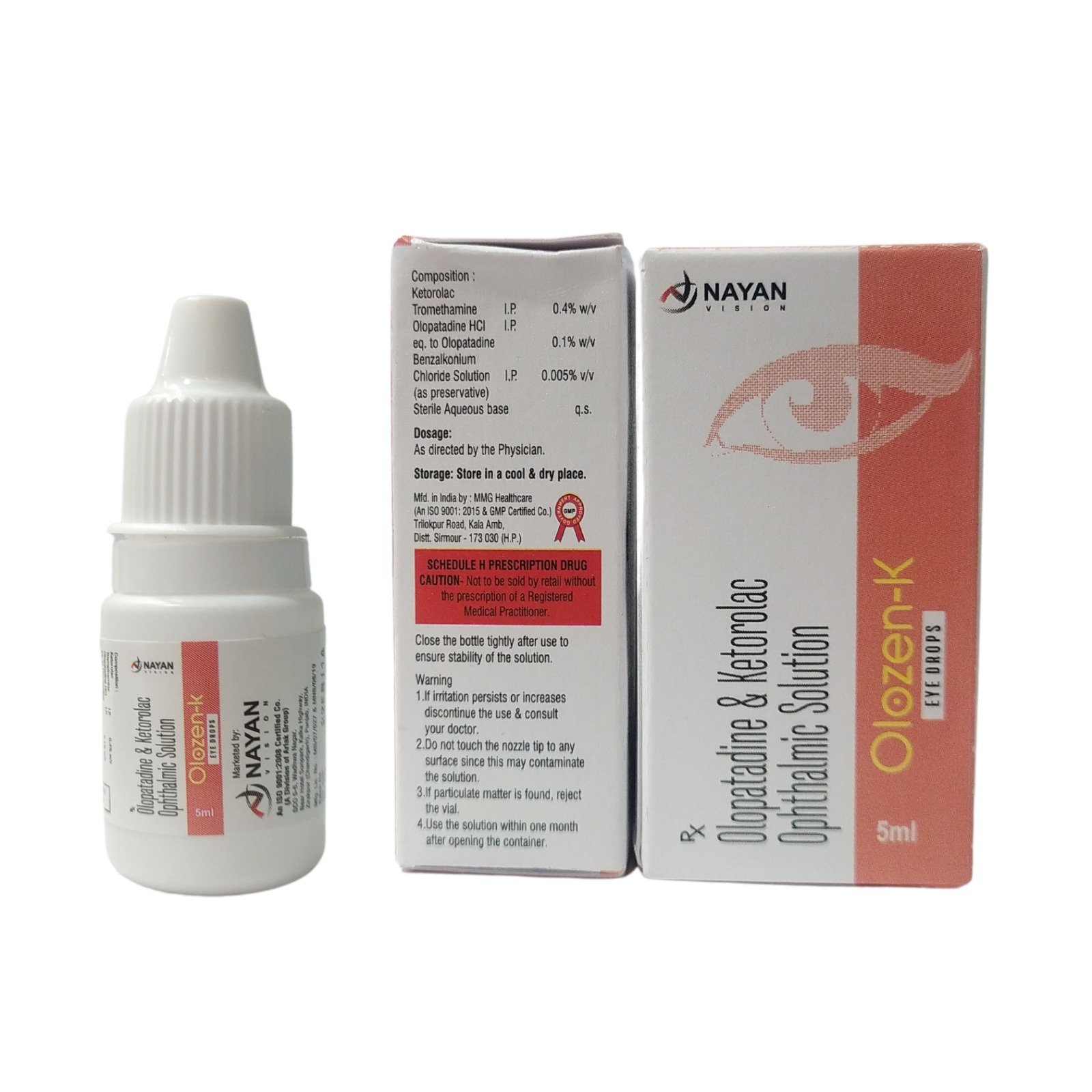 OLOPATADINE 0.1% W/V, KETOROLAC TROMETHAMINE 0.4% W/V EYE DROPS