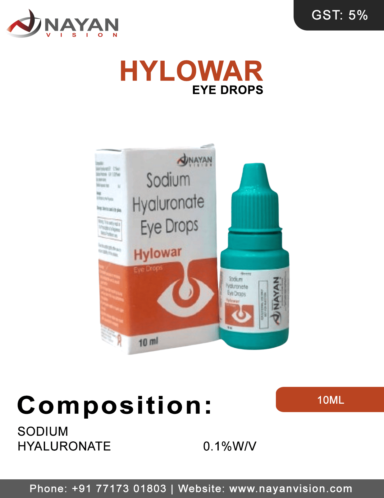 Sodium Hyaluronate Eye Drops | Hylowar Eye Drops
