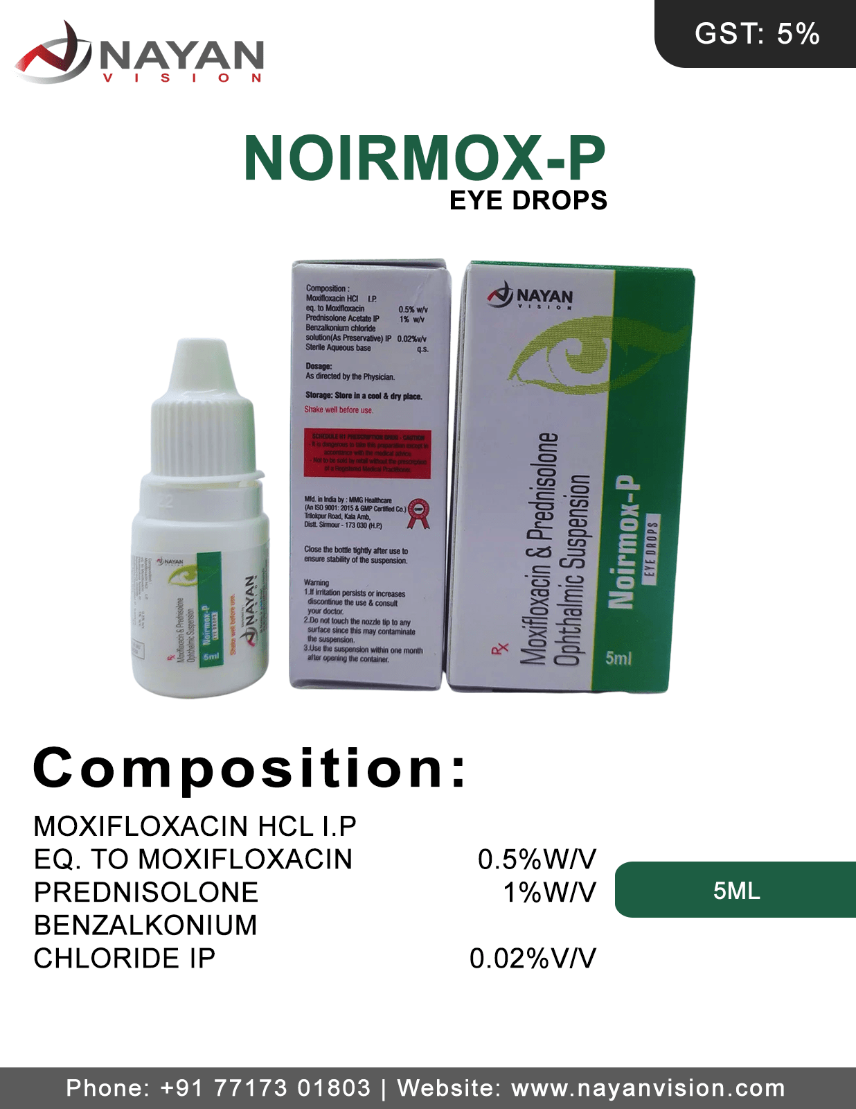 Moxifloxacin & Prednisolone Eye Drops | Noirmox-P Eye Drops