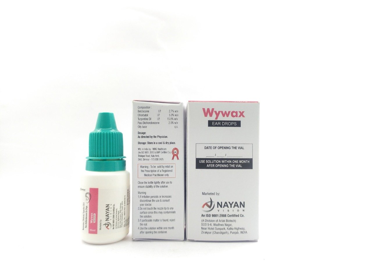 PARADICHLOROBENZENE 2.0% W/V+ BENZOCAINE 2.7% W/V+ CHLORBUTOL 5.0% W/V+ TURPENTINE OIL 15% W/V EAR DROPS