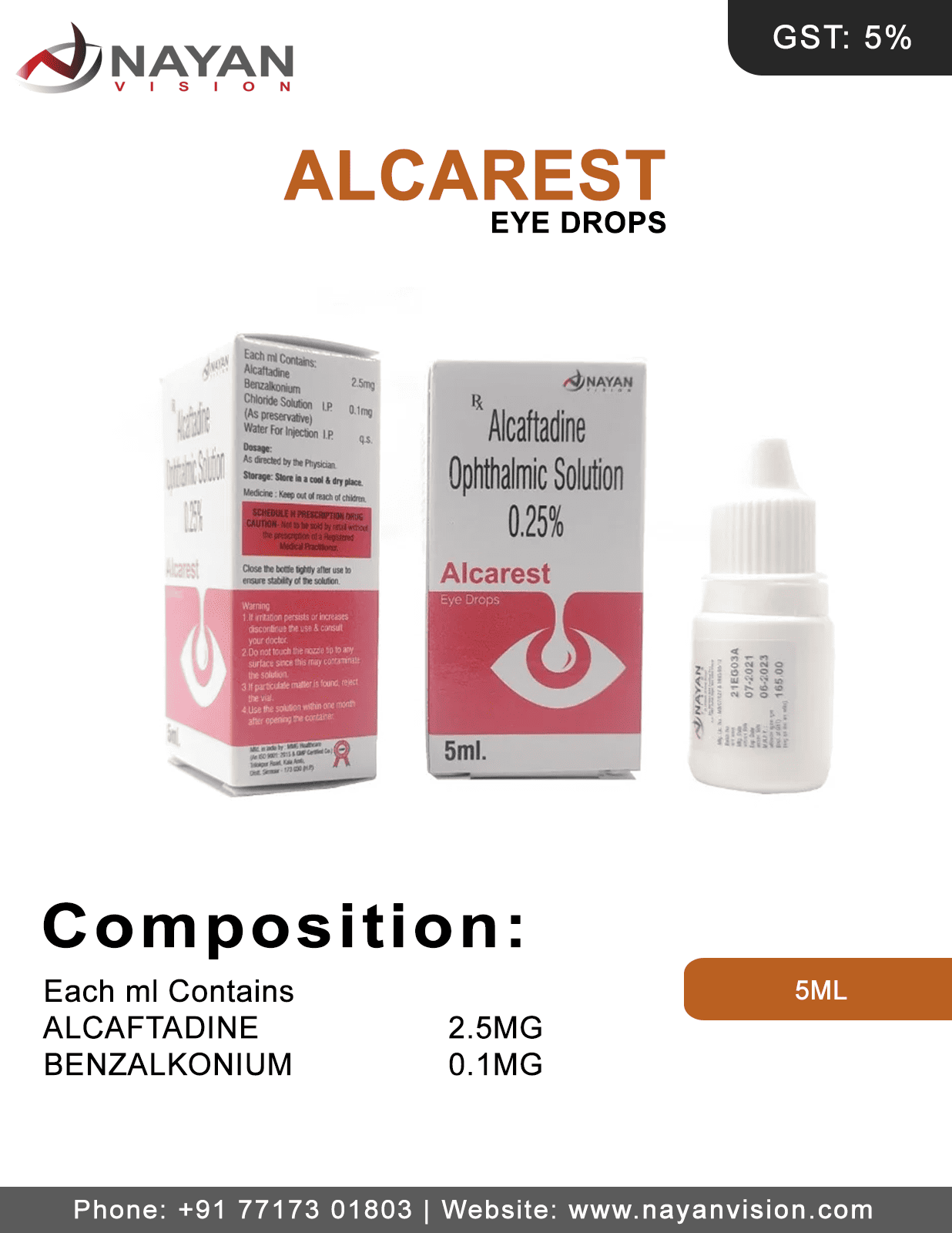 Alcaftadine Ophthalmic Solution 0.25% Drops | Alcarest Eye Drops