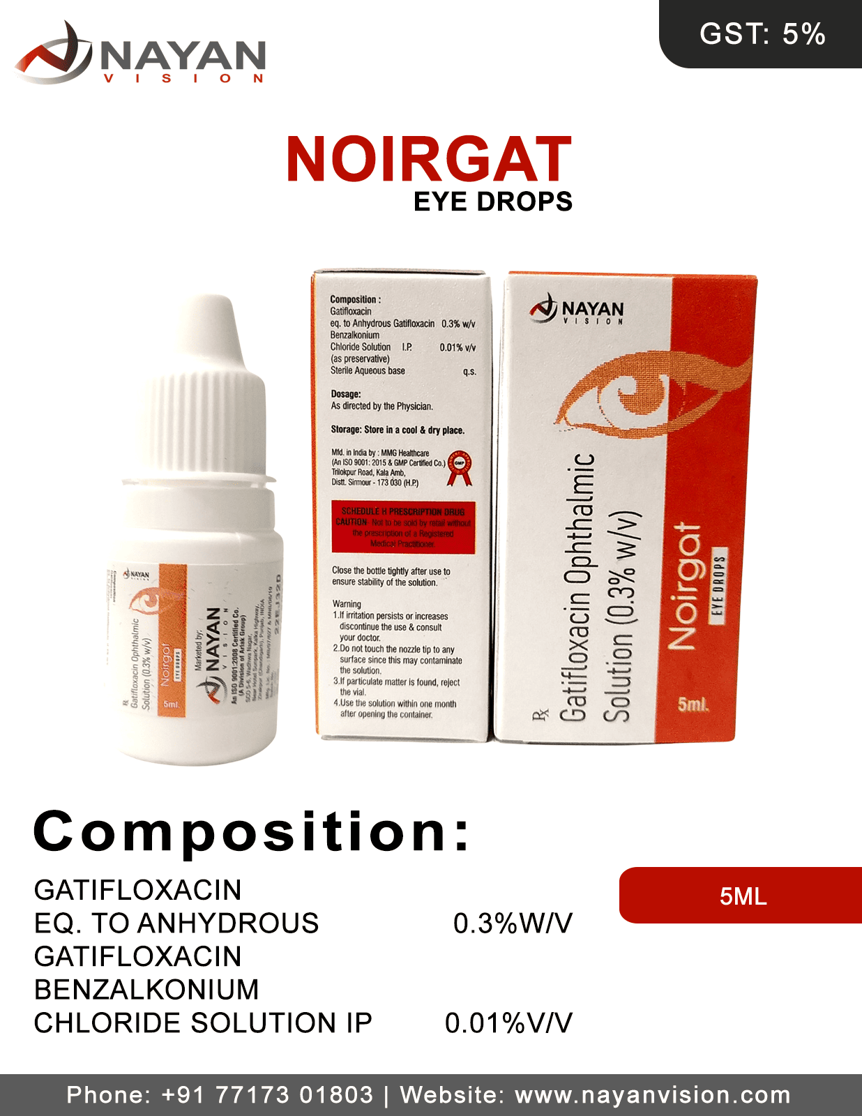 Gatifloxacin 0.3% W/v Eye Drops | Noirgat Eye Drops