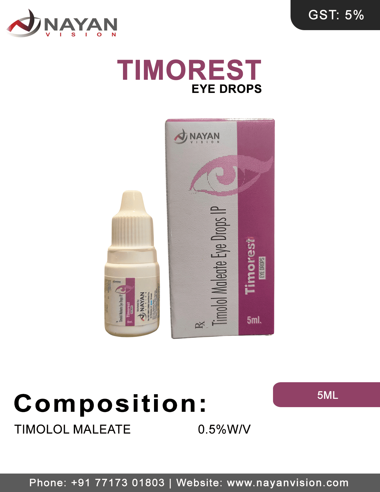 Timolol Maleate 0.5% W/V Drops | Timorest 0.5% Eye Drops