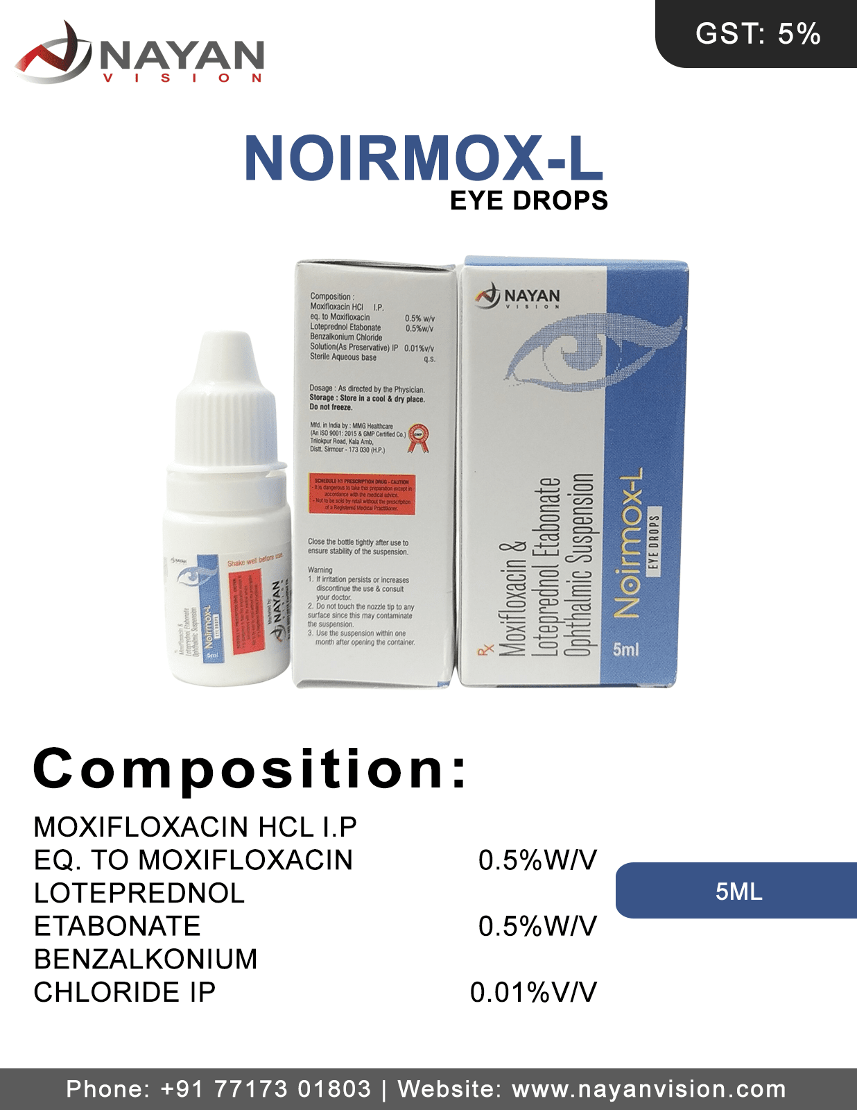 Moxifloxacin & Loteprednol Etabonate Eye Drops | Noirmox-L Eye Drops