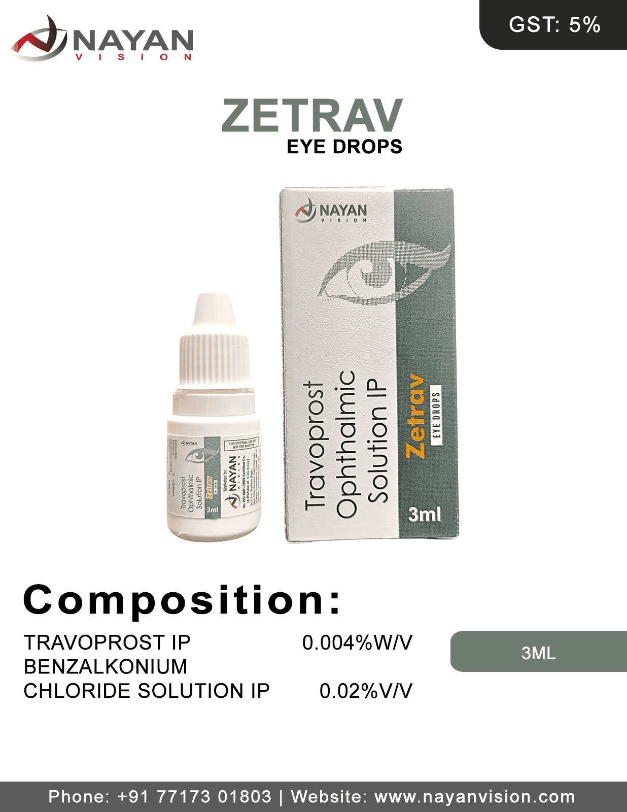 Travoprost Ophthalmic Solution Ip Drops | Zetrav Eye Drop