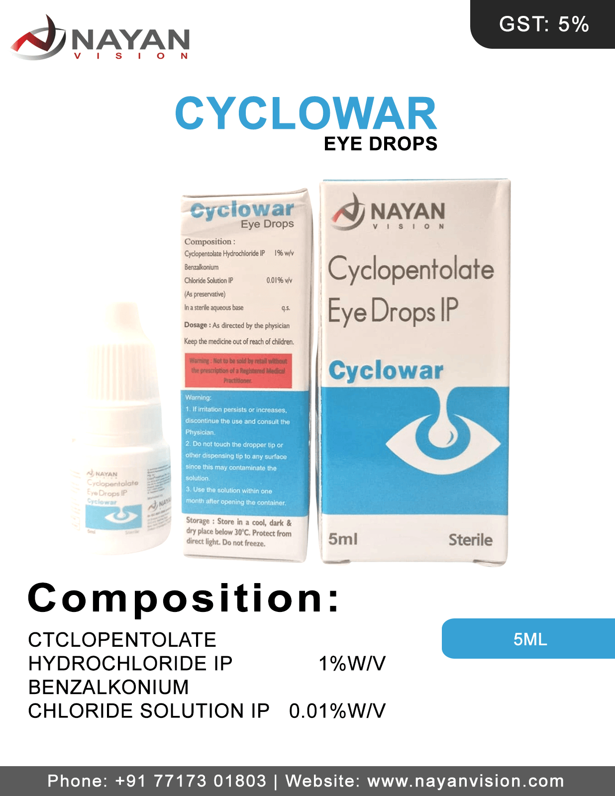Cycopentolate 1% Eye Drops | Cyclowar Eye Drops