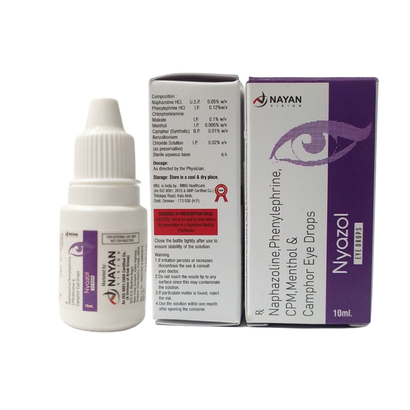 NAPHAZOLINE 0.05% W/V,PHENYLEPHRINE 0.12% W/V,CPM 0.1% W/V,MENTHOL 0.005 % W/V WITH CAMPHOR 0.01% W/V EYE DROPS