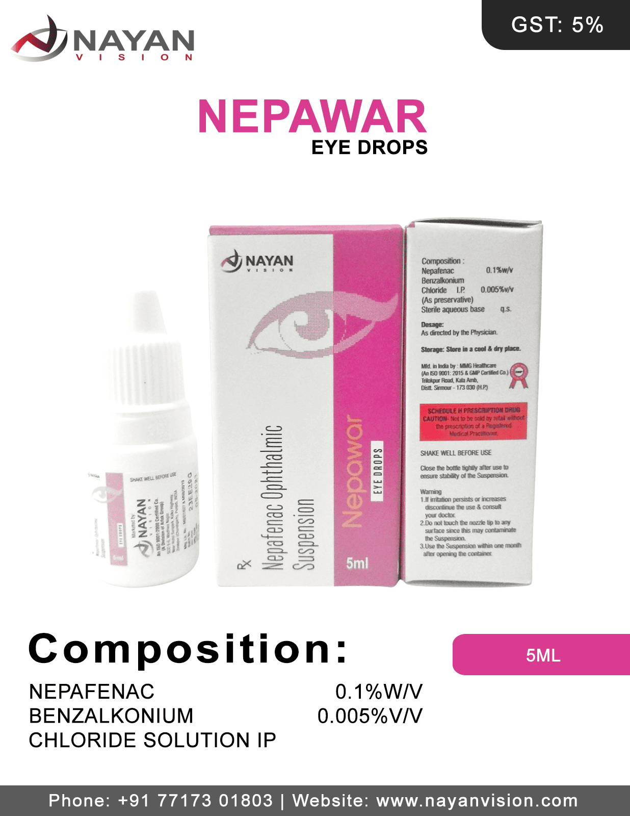 Nepafenac 0.1% W/V Eye Drops | Nepawar Eye Drops