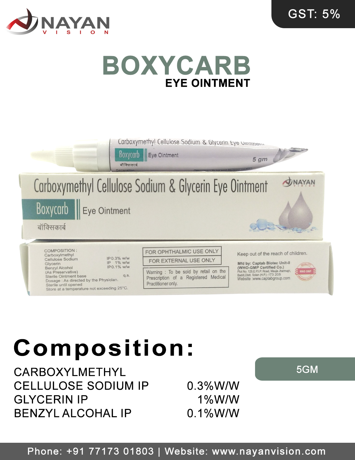 Carboxy Methyl Cellose Sodium & Glycerin Ointment | Boxycarb Eye Ointment