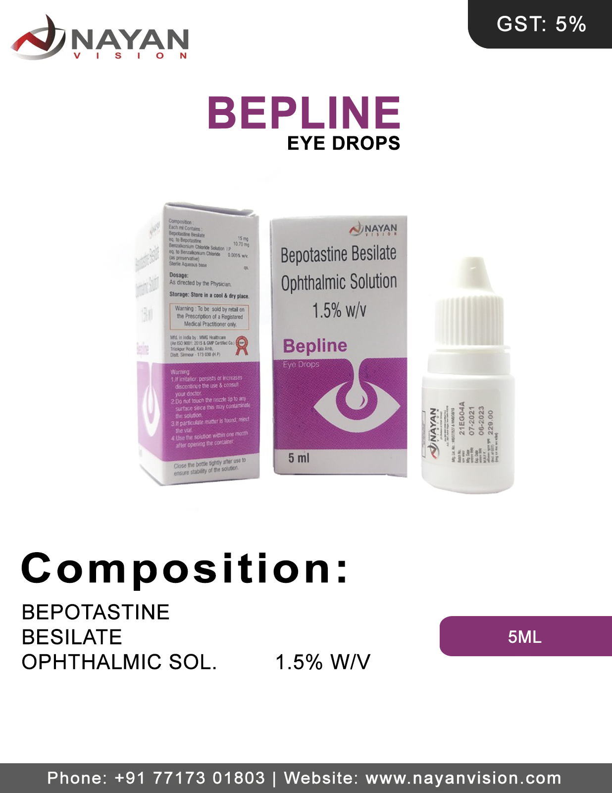 Bepotastine Besilate Ophthalmic Solution 1.5% W/V Eye Drops